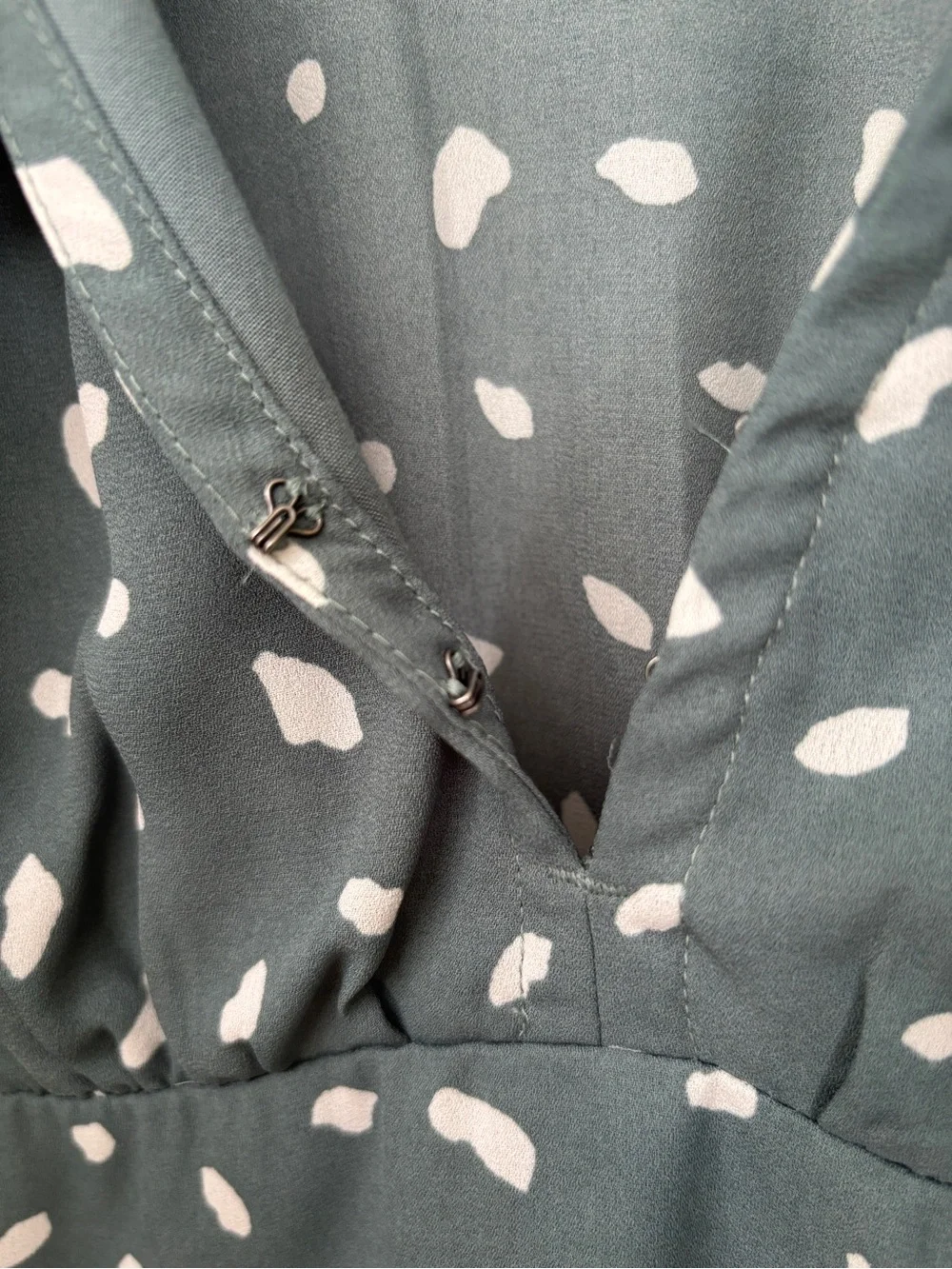 Abercrombie & Fitch Teal V-Neck Dot Print Blouse